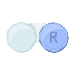Contact lens case on white background, cartoon illustration of medical accessory for correct vision. Vector