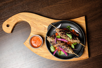 meat frying pan potatoes vegetables dish