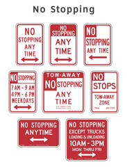 Regulatory traffic sign. No Stopping. Vector illustration.