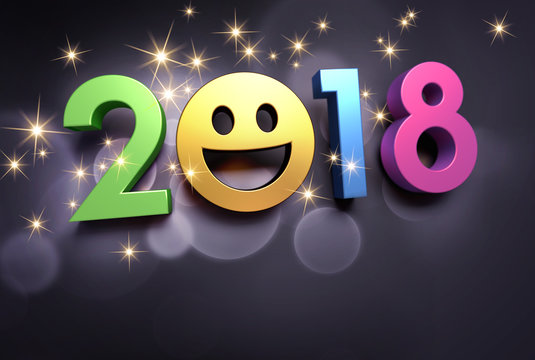 Happy New Year 2018 smiling Greeting card