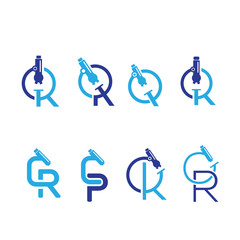 set of logo Microscope letter 