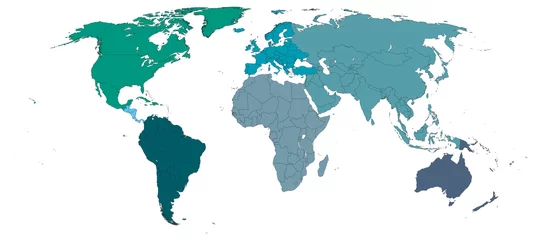 Karte der Kontinente, Länder FR und EN, editierbare Ebenen © LeChatLeo