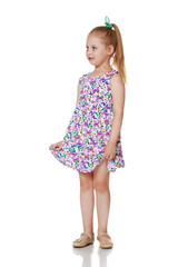 The little girl is full-length.