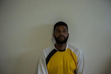 Player relaxing in changing room