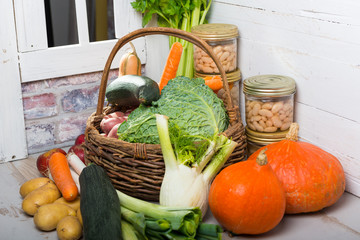 variety of raw vegetables to cooking pot-au-feu