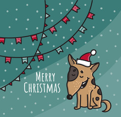 Christmas and New Year hand drawn doodle vector illustration with dog