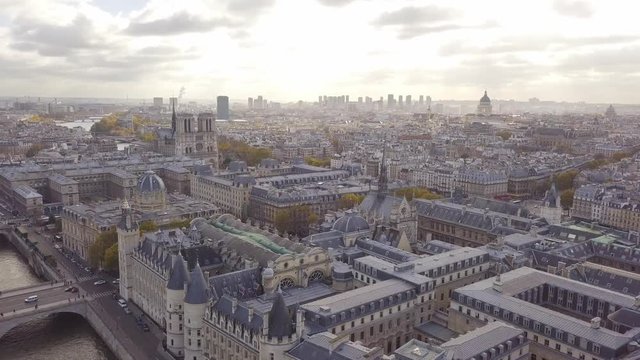 Flying above roofs of Paris