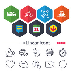 Cargo truck, shipping, bicycle. Delivery service.