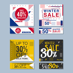 Fototapeta premium Set of colorful trendy sale banners vector illustration