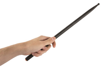 black drumstick for playing in the left hand