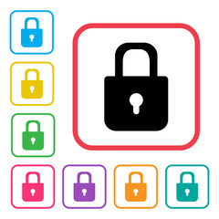 Lock icon. Colorful set additional versions icons. Vector illustration