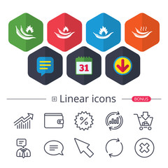 Hot chili pepper icons. Spicy food symbols.