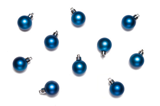 New Year And Christmas Blue Balls Isolated