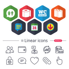 Toilet paper icons. Gents and ladies room.