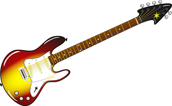 E-Gitarre in Sunburst mit wei&szlig;em Pickguard und Rosewoodgriffbrett