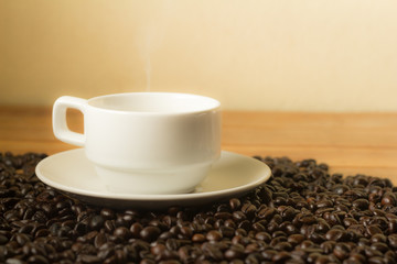 Clarity Image:White Coffee Cup on Coffee bean