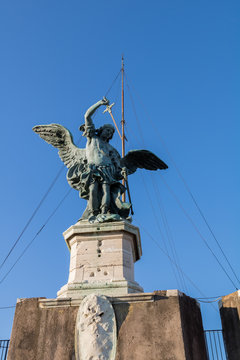 Saint Michael statue at top of Castel Sant'Angelo in Rome
