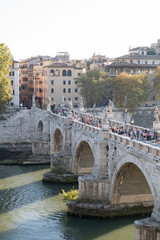The Ponte Sant'Angelo bridge over the Tiber River