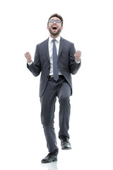 happy and successful businessman. photo in full growth.