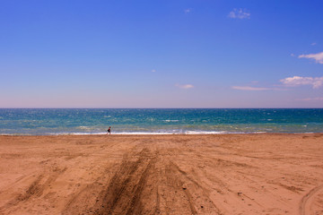 Beach. Beautiful summer view. Mediterranean sea, Costa del Sol, Andalusia, Spain.