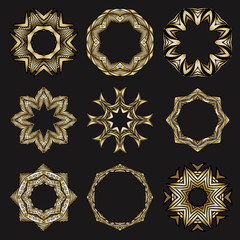 Set of vector golden emblems and badges frames. illustration
