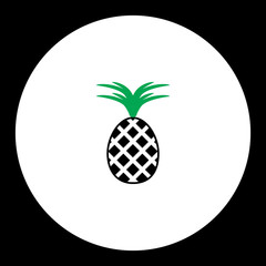pineapple fruit simple black and green icon eps10