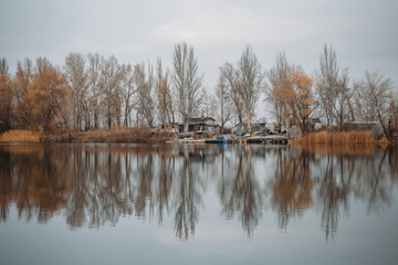 landscape of an abandoned boat station