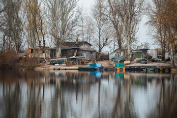 Fototapeta premium landscape of an abandoned boat station