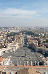 Fototapeta na wymiar Saint Peter's Square in Vatican and aerial view of Rome