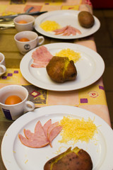 Ingredients for cooking stuffed potatoes by children