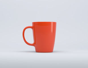 Orange mug mock up 3d rendering