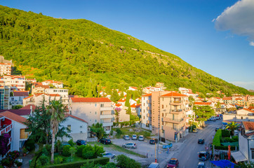 Street in new district of Budva, Montenegro