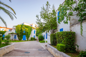 Street in new district of Budva, Montenegro