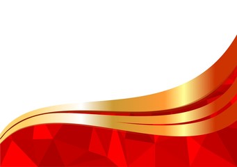 gift card with red geometric pattern and golden ribbon