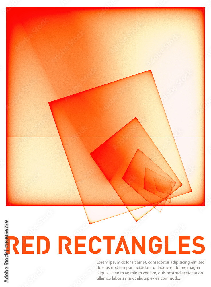Poster Abstract layout with red transparent rectangles isolated on white background