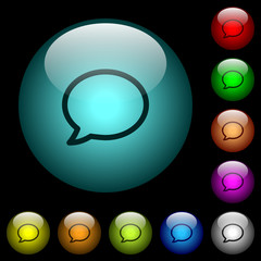 Empty comment bubble icons in color illuminated glass buttons