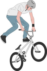 bmx stunt bicyclist illustration - vector