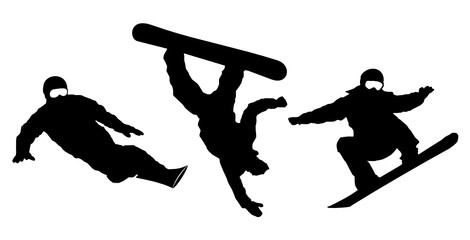 Snowboarder Vector Silhouette © SimpLine