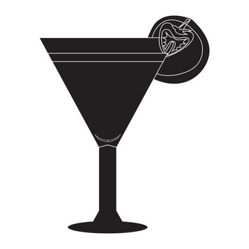 black cocktail glass with fruit garnish clip art preview