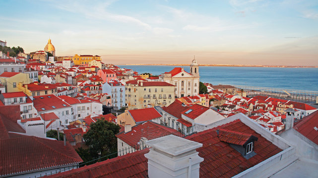 view over lisbon at sunset
