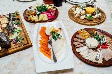 Beautifully decorated catering banquet table