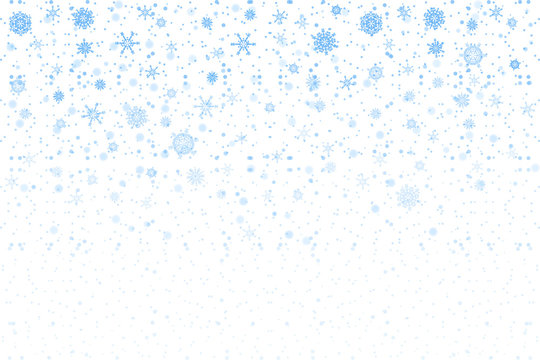 Christmas snow. Falling snowflakes on white background. Snowfall. Vector illustration, eps 10.