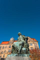 Fototapeta na wymiar Statue of great scientist Otto Gvericke, Magdeburg, Germany