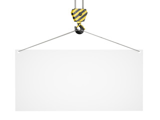 3D rendering crane hook with banner