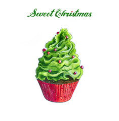 Christmas Cupcakes sketch on white