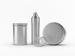 Cosmetic aluminum bottles mockup 3d rendering