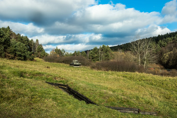 Fototapeta na wymiar world war II tanks on a field as a battle monument