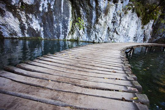 Plitvice lakes, croatian national park, in winter.