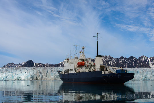 Expedition vessel in Arctic sea