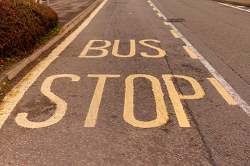 Bus stop marks on the